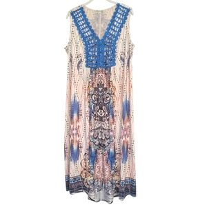 World Unity Women's Maxi 2X Dress Artsy Flowy Boho Hippie Lagenlook Festival Art